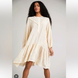 NWT MUNTHE Capture Dress Boho Ruffle Studded Sustainable Long Sleeve EU 40